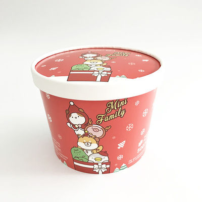 ถังกระดาษไอศกรีมรีไซเคิล พร้อมฝาปิด 64oz ผนังเดียว Custom Printed
