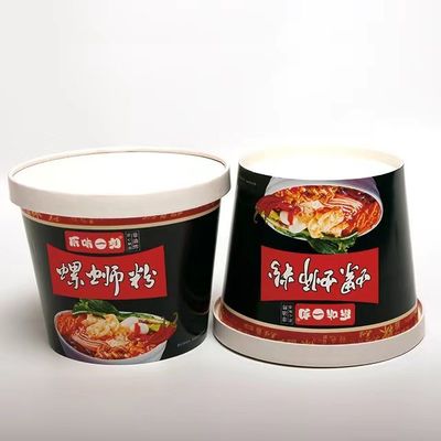 ถ้วยกระดาษนู๊ดล์พิมพ์ตามสั่ง ถ้วยกระดาษนู๊ดล์พิมพ์ 32 oz ถ้วยบรรจุอาหารแบบทิ้งพร้อมฝา