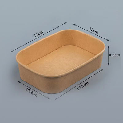 กระปุกกระดาษสี่เหลี่ยมของ Kraft ด้วยฝาคลุมเรียบ ถังอาหารรวดเร็วที่สามารถทําลายได้ทางชีวภาพ