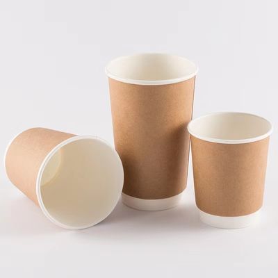 ถ้วยกระดาษครัฟท์ที่มีฝา ปัสดุบรรจุกาแฟ ถ้วยร้อนผนังสอง