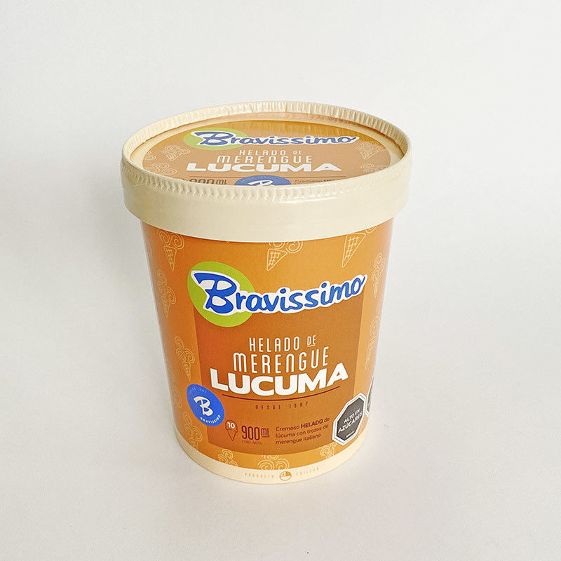 32oz 950ml กระดาษไอศกรีมถ้วยด้วยฝาสําหรับอาหารเย็น